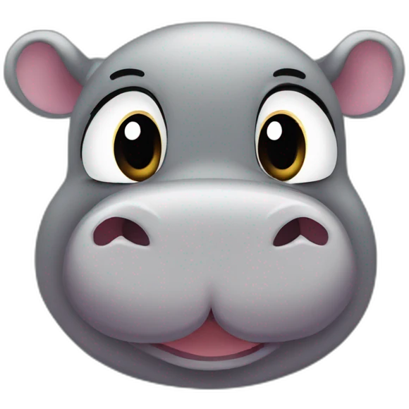 hippopotamus cute big eyes minimalist with a heart  emoji
