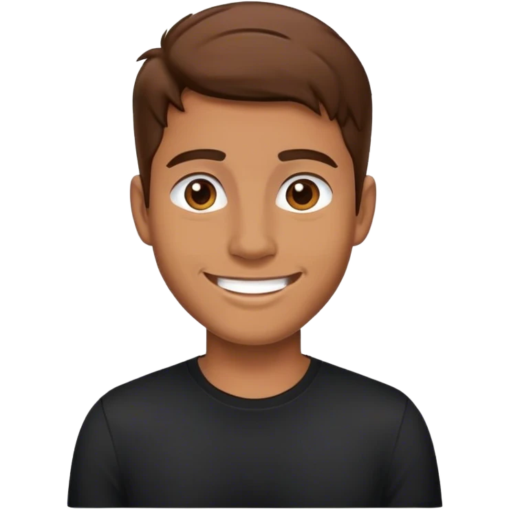 smiling man in black shirt with brown hair emoji