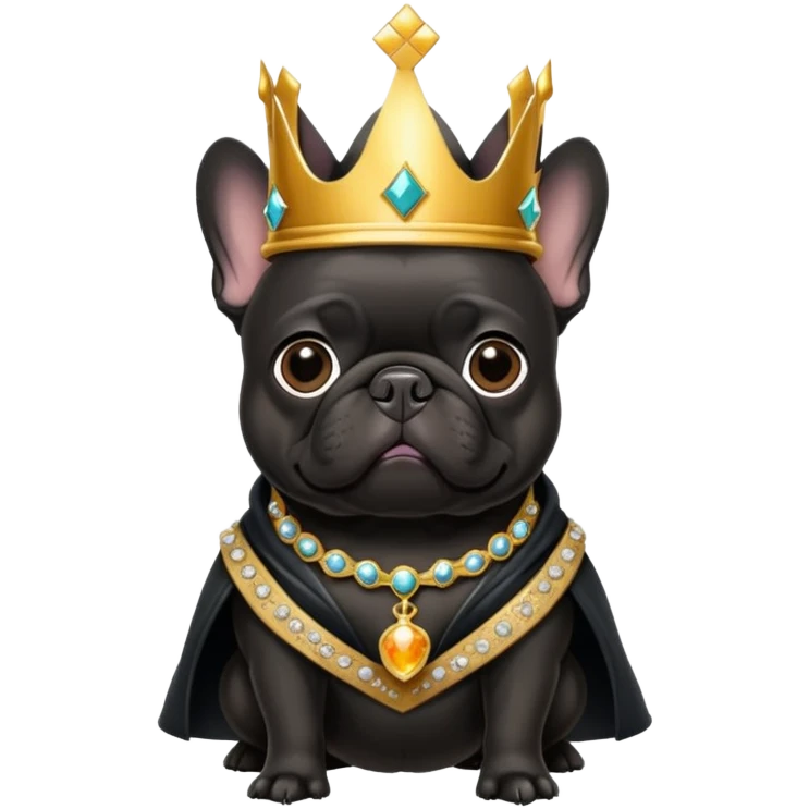 Black frenchie wearing a king’s crown  emoji