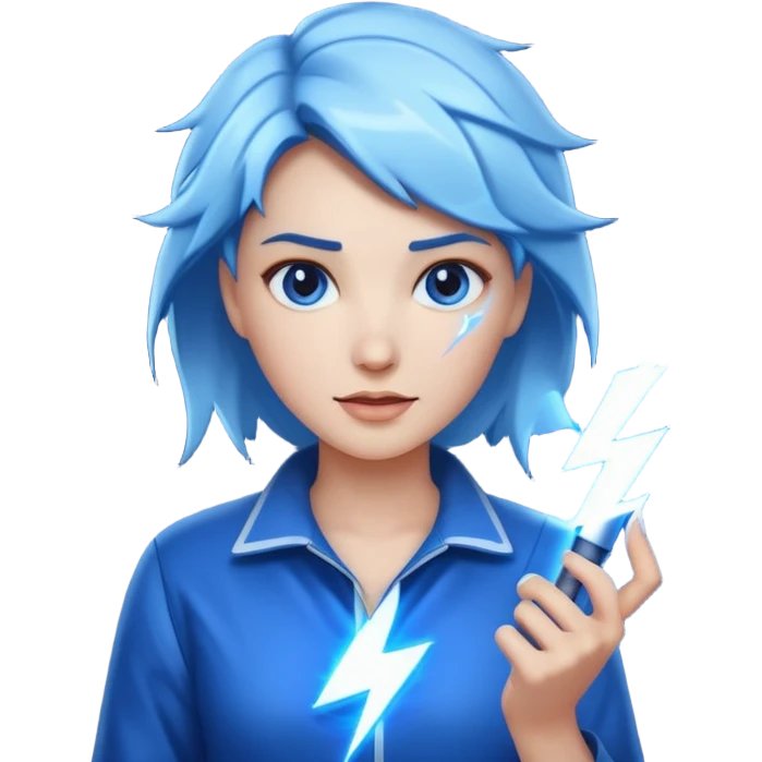 woman holding lighting emoji