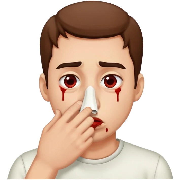 Guy holding his nose like he has a bloody nose emoji