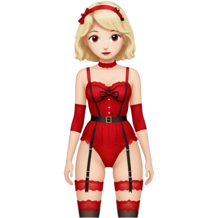 Lacey thigh high with garter belt red emoji