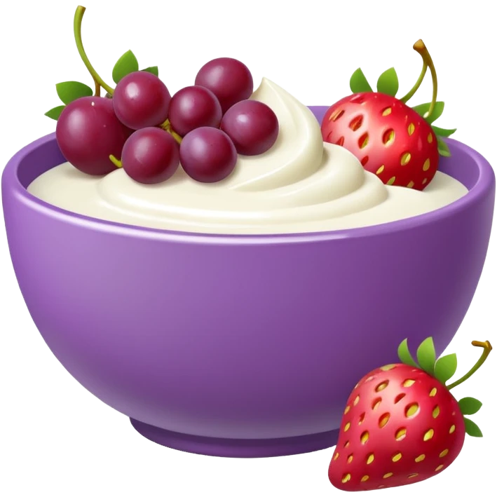 yoghurt bowl with grapes and strawberries  emoji