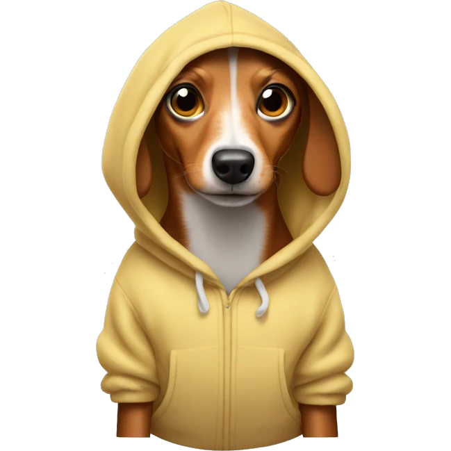 Weenie dog wearing a hoodie emoji