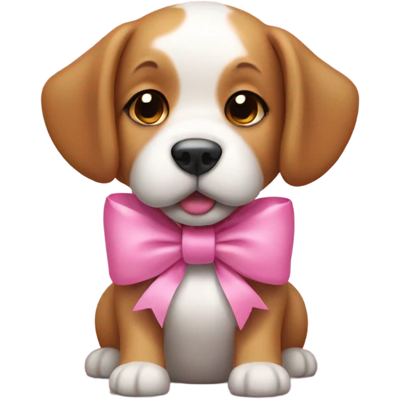 Cute dog with a pink bow on its head emoji