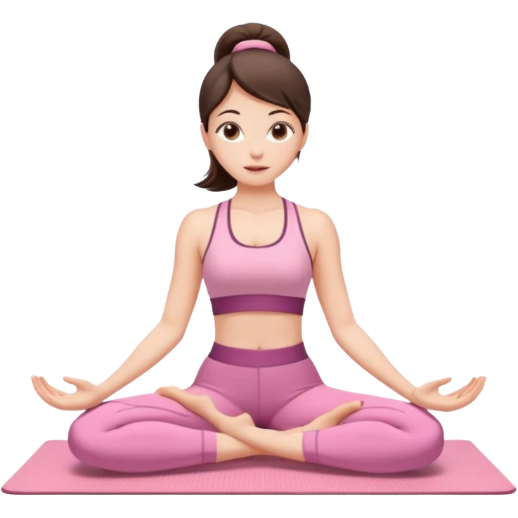 white brunette girl in light pink workout clothes stretching yoga mat emoji