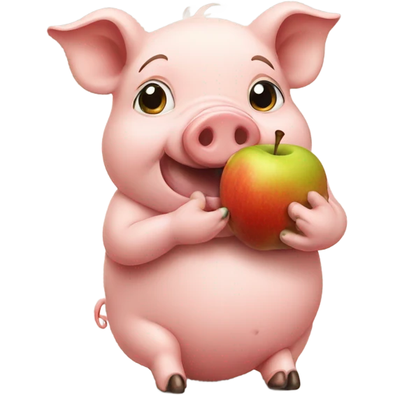 Pig eating apple emoji