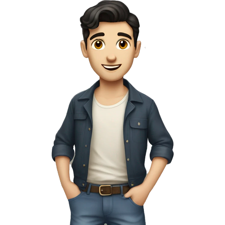 1940 young French guy with dark hair in casual clothes emoji