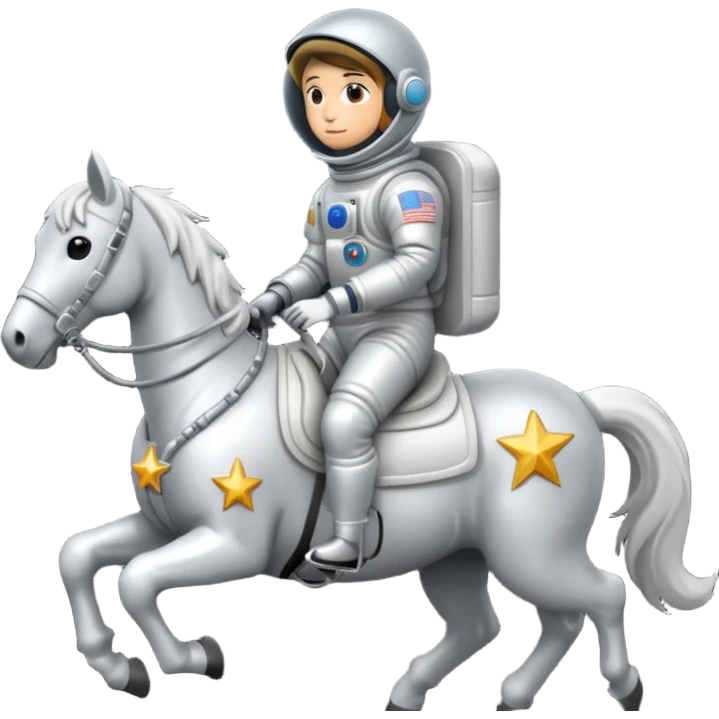 astronaut on horseback with stars in background emoji