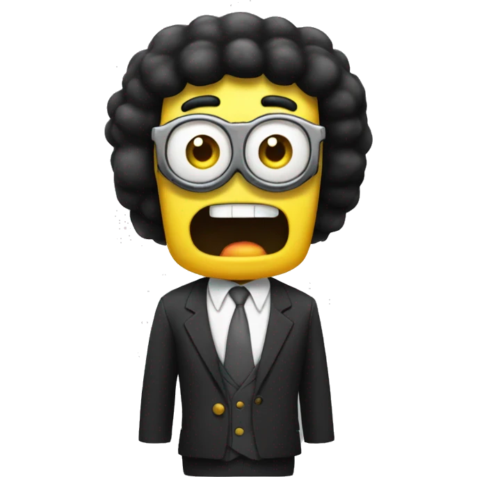 spongebob with a bob haircut black like an emoji very sharp, apple iOS style,  emoji