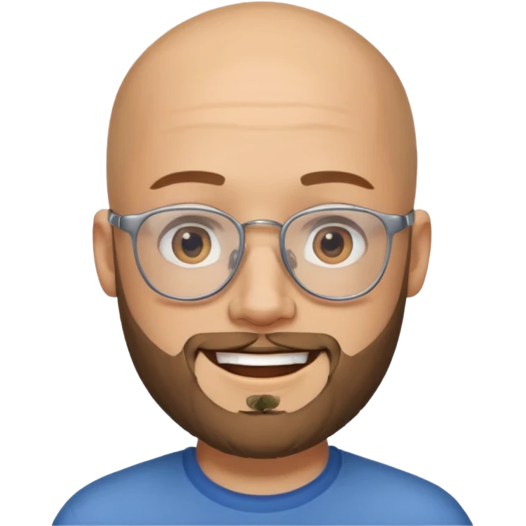 Quiero un emoji de un hombre pelado, con lentes y barba, pero que se vea joven emoji
