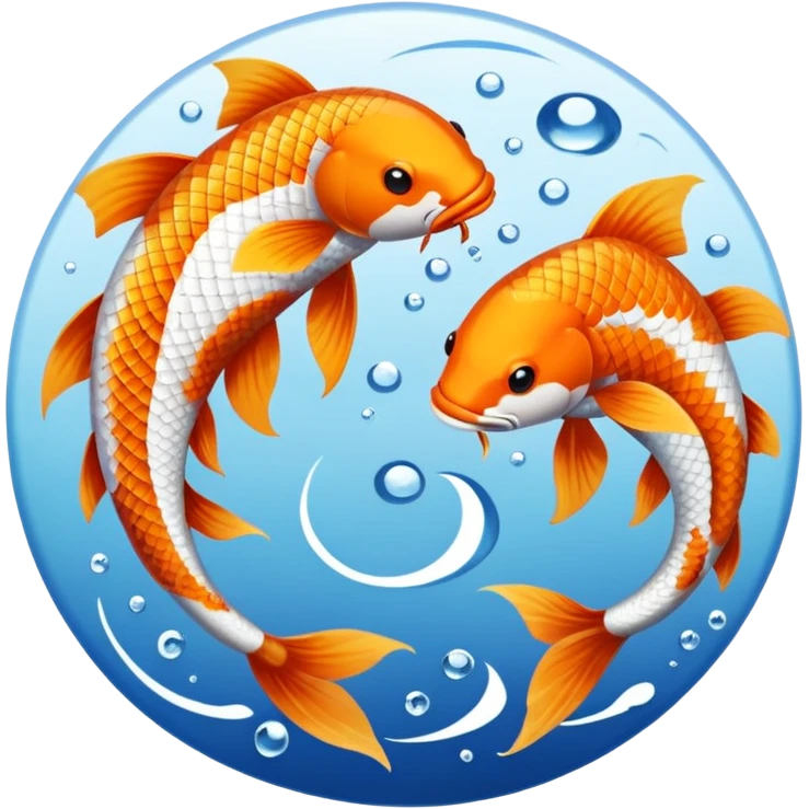 Koi fish in the pose of the yin and yang emoji