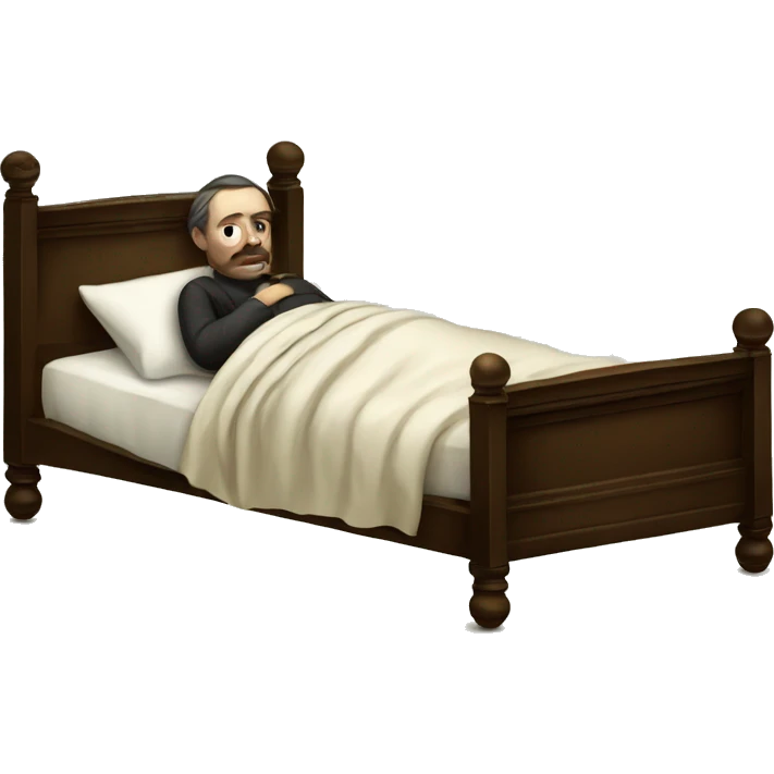 A sick man on a bed in 1870 emoji