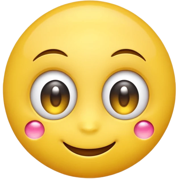 A cute smiling yellow emoji with big sparkling eyes, cartoon style, 3D, bright colors, high detail emoji