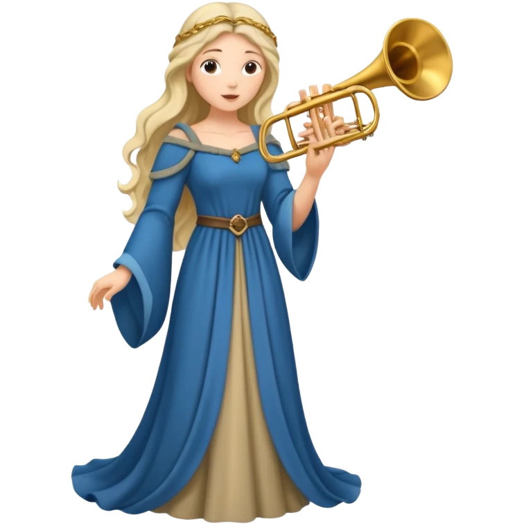medieval female poet with a trumpet emoji