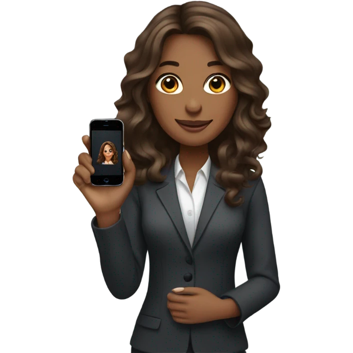 business woman with long wavy brown hair on the iphone emoji
