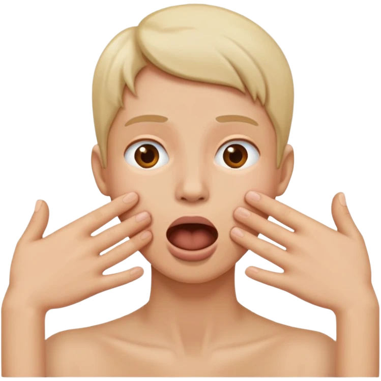 Person with hands around neck and their mouth open like they are dead emoji