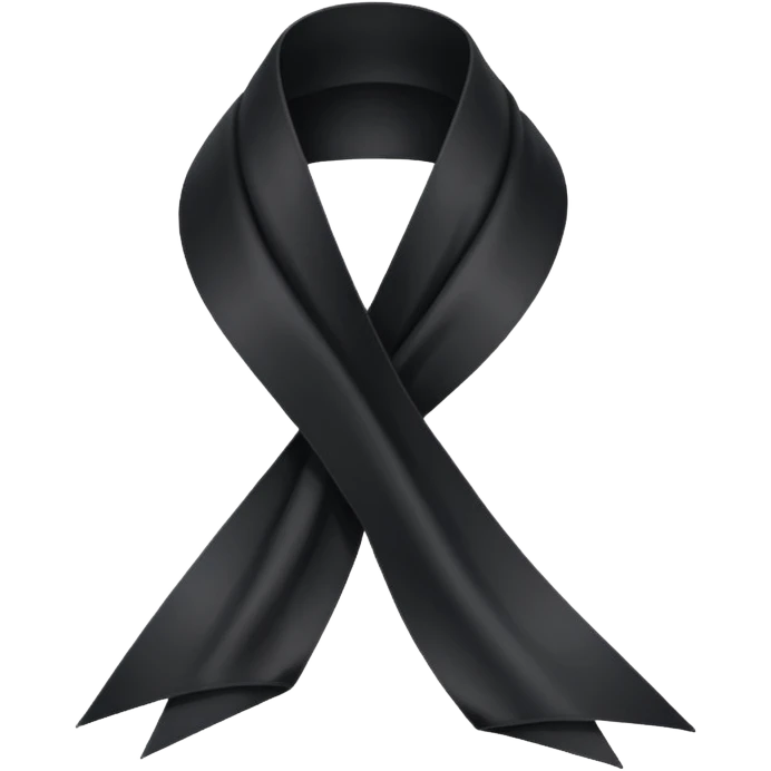 One Black thin ribbon for dead people honoring emoji