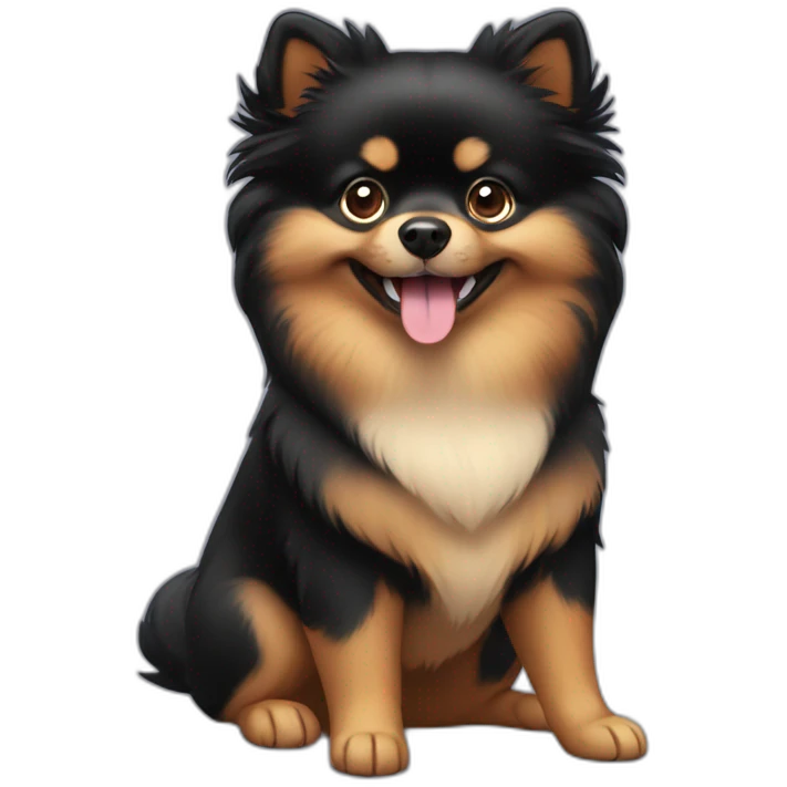 smiling black and tan pomeranian emoji