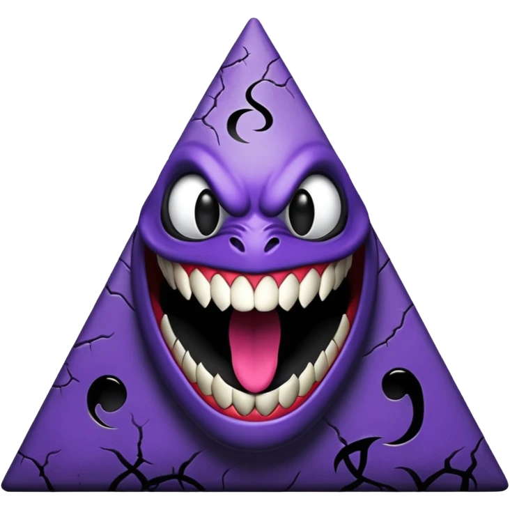 pyramide noir avec sourire de venom et des taches violettes en arriere plan emoji