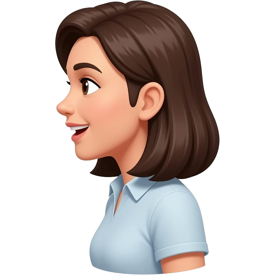 Side profile of a woman talking to a brick wall. Mocks a dry conversation emoji