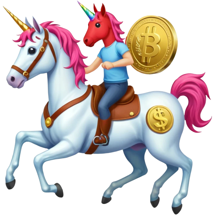 red horse agressive running unicorn money on the saddle text “ZGI” emoji