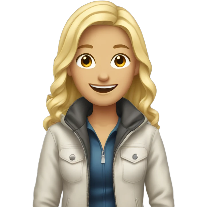smiling blonde girls in jackets emoji
