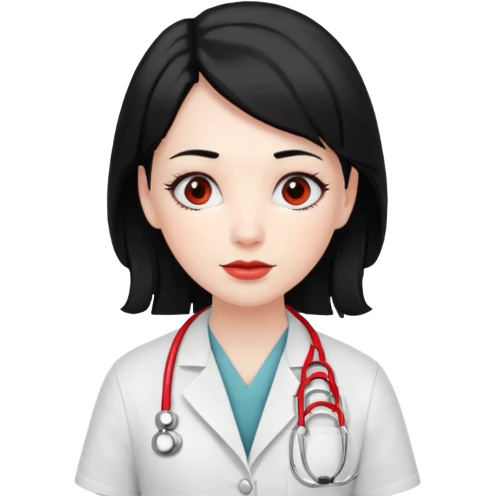 doctor with black hair and red hairclips  emoji