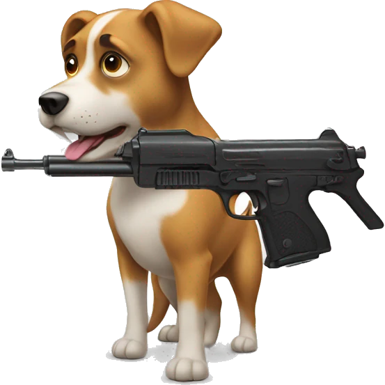 A dog with a gun emoji