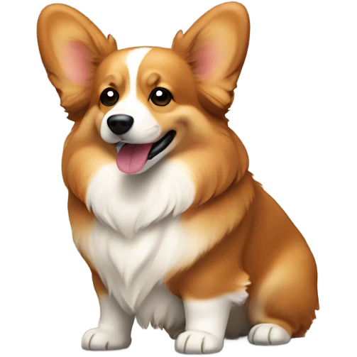 Corgi brown long hair  emoji