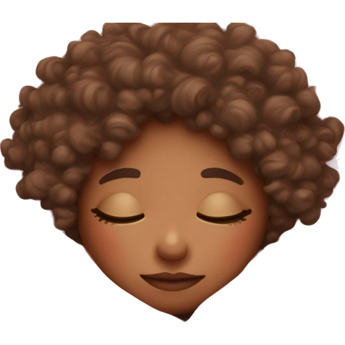 girl with curly hair fair skin sleeping cozied up in pink blanket emoji