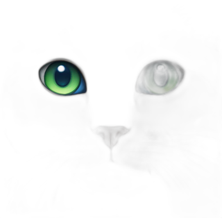 white cat with one blue eye, one green eye emoji