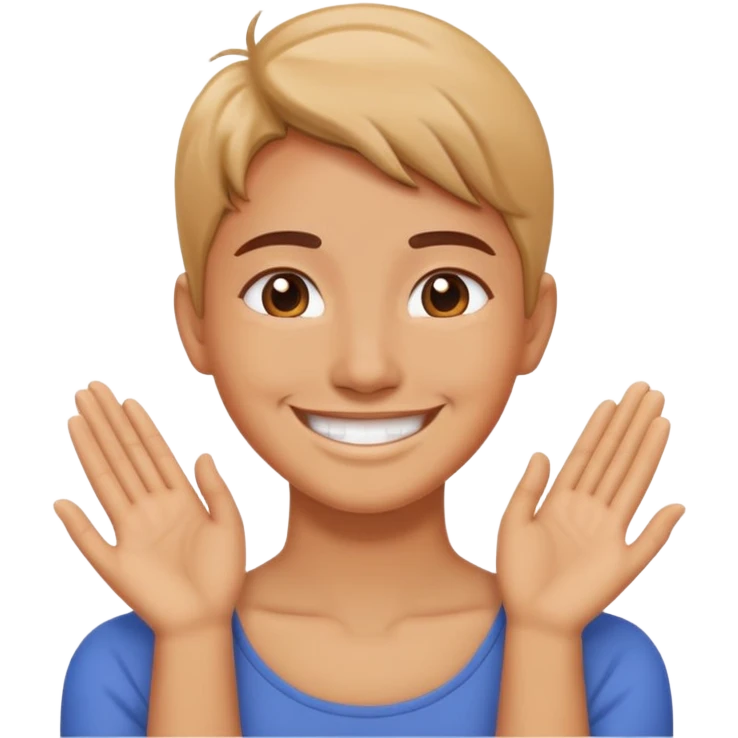 hands over neck while smiling emoji