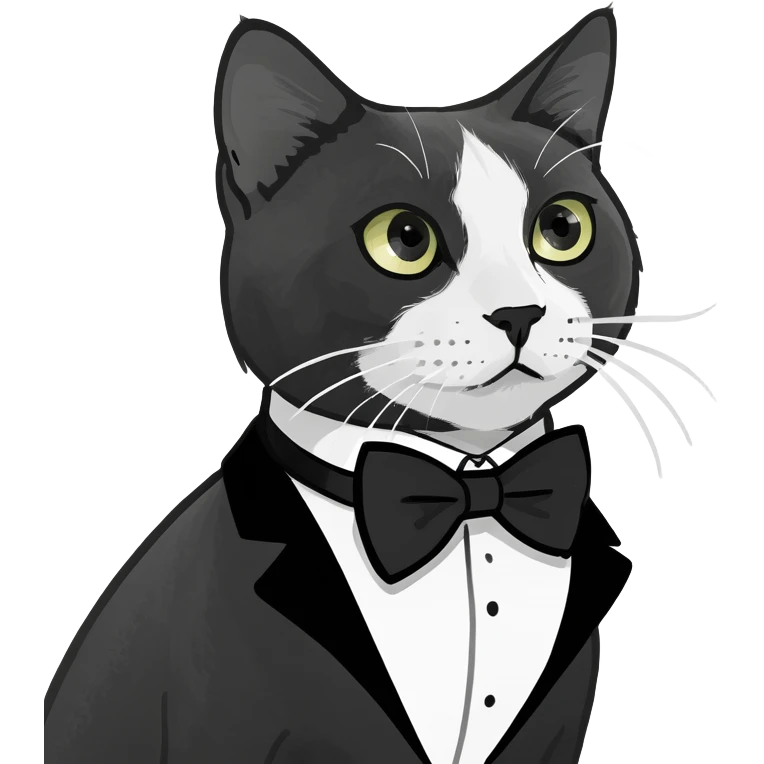 Cat with tuxedo ￼￼ emoji