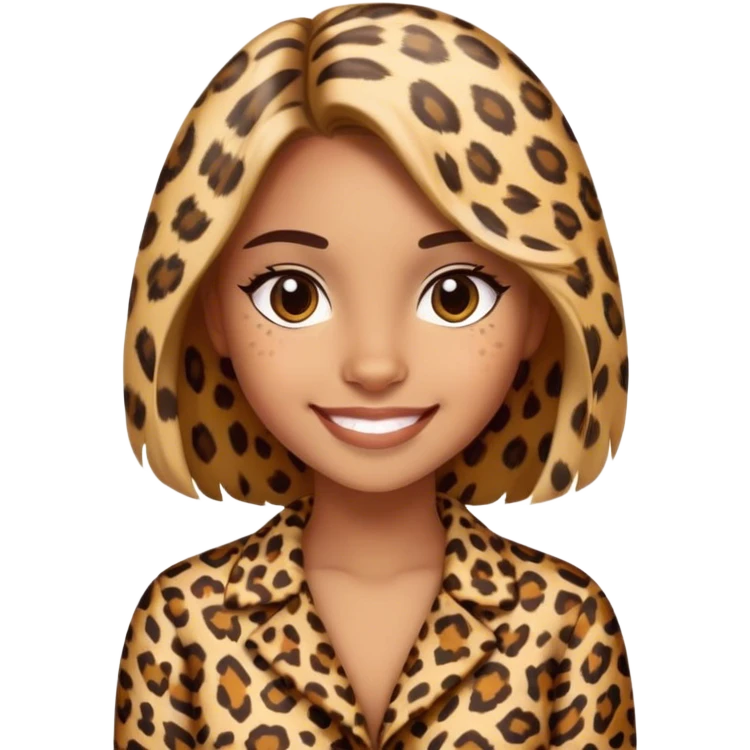 smiling girl in leopard print emoji