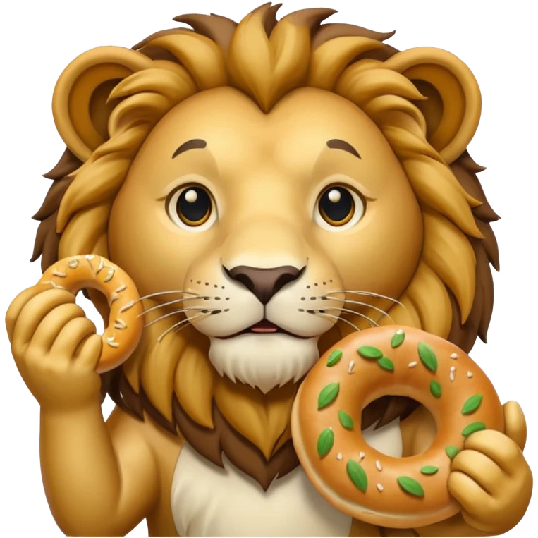 lion holding bagel emoji
