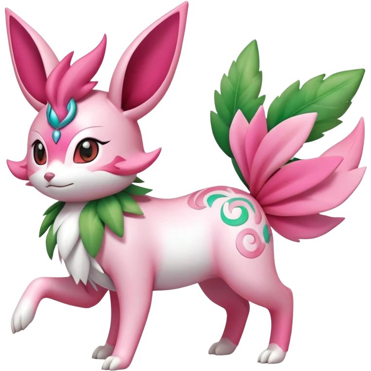 Shiny Exotic Sylveon-Skitty-Shaymin-Leafeon-Bayleaf-Meganium-Hybrid-Creature emoji