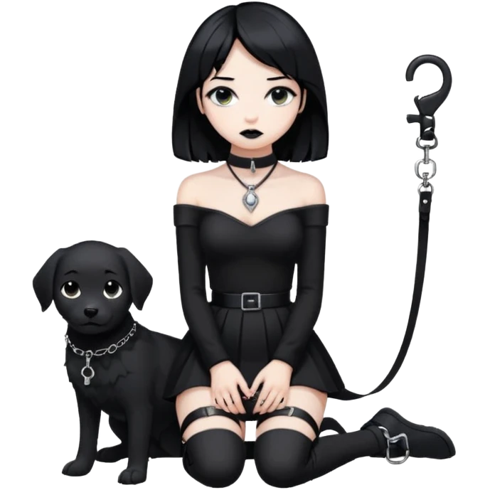 Homme 4 pattes fille Gothique derrière qui le tien en laisse  emoji