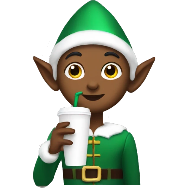cute elf drinking starbucks emoji
