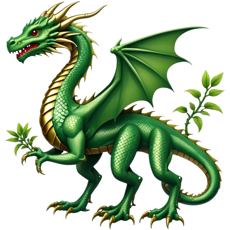 a chrome dragon with plant legs emoji
