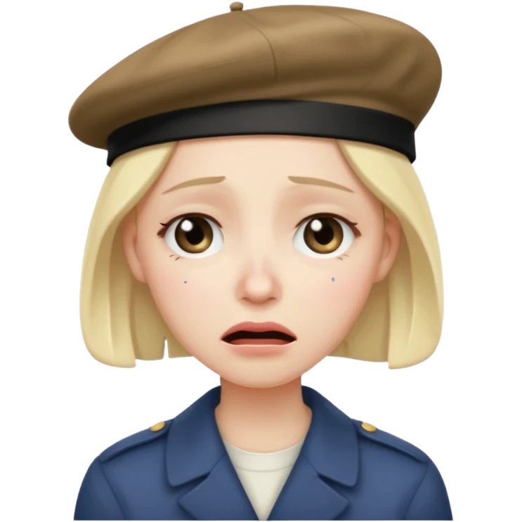 sob emoji face with beret emoji