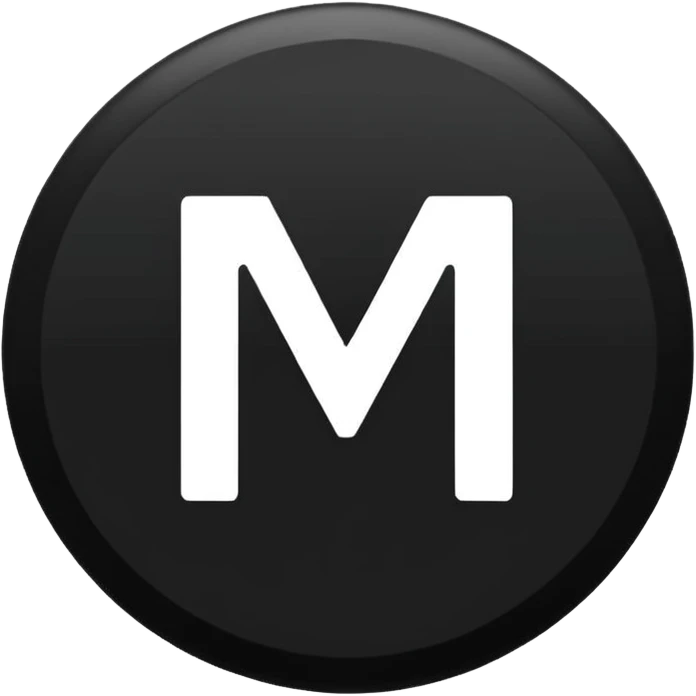 Black Circle with MB written on it emoji