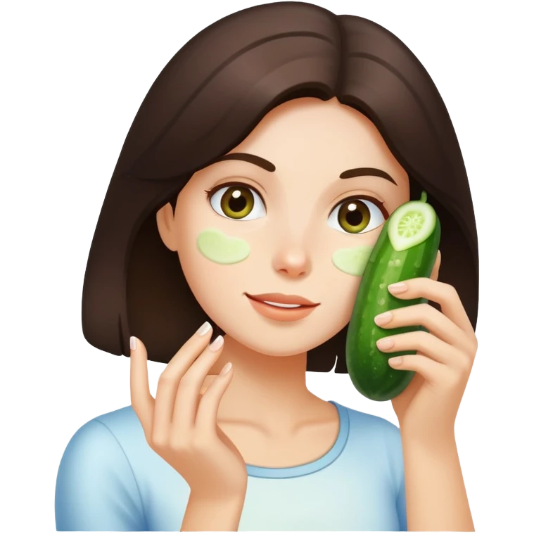 brunette grasping a cucumber covered in milk emoji