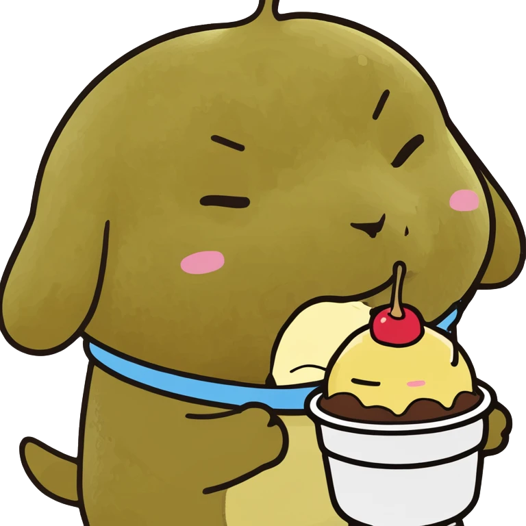 Pompompurin with pudding  emoji
