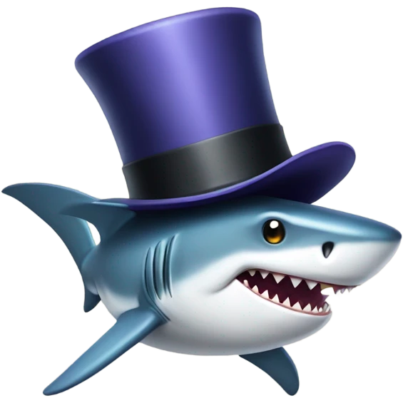Shark with a top hat emoji