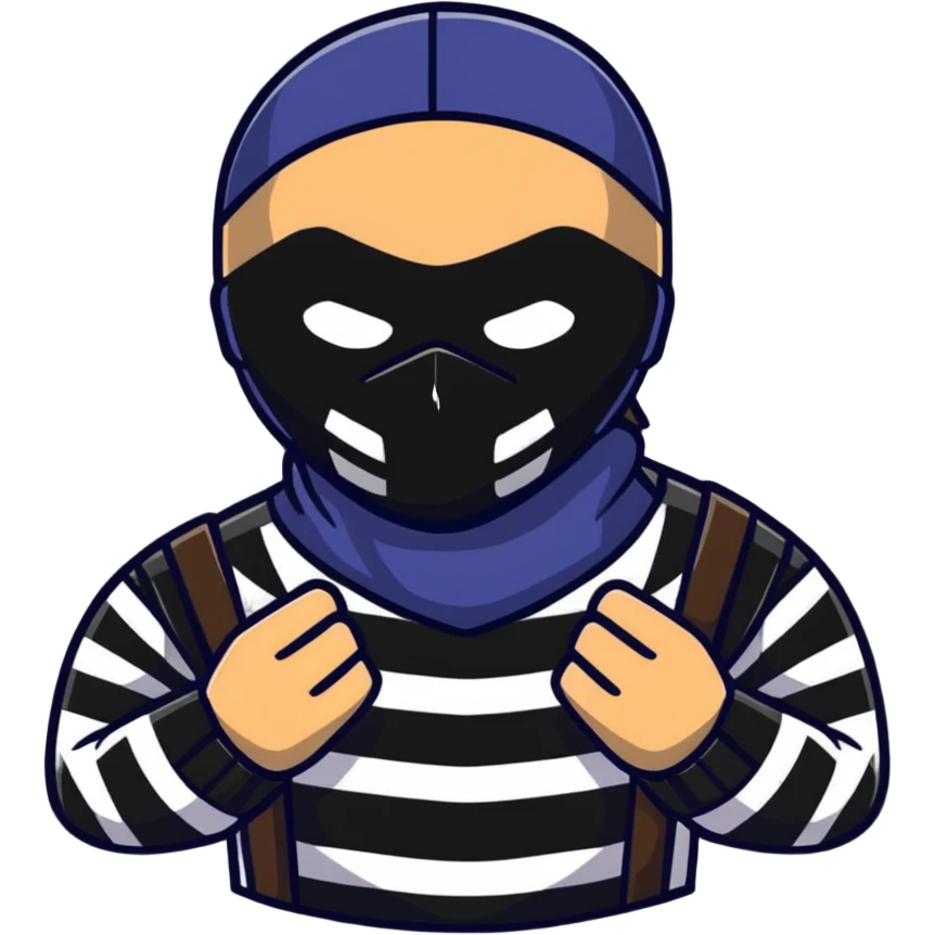 classic robber with mask and striped shirt emoji