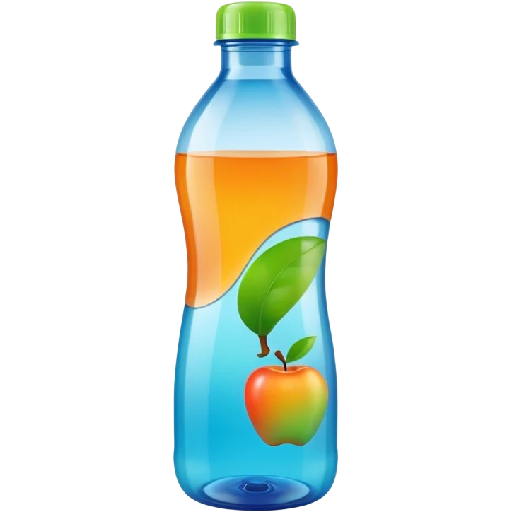 tall plastic bottle with built-in handle and screw cap, partially filled with vibrant-colored liquid (green, blue, or orange), slightly translucent body, smooth curves, clean utilitarian shape, no label, no mop, no surface, closed bottle, apple emoji style, soft lighting, subtle shadows, emoji scale emoji