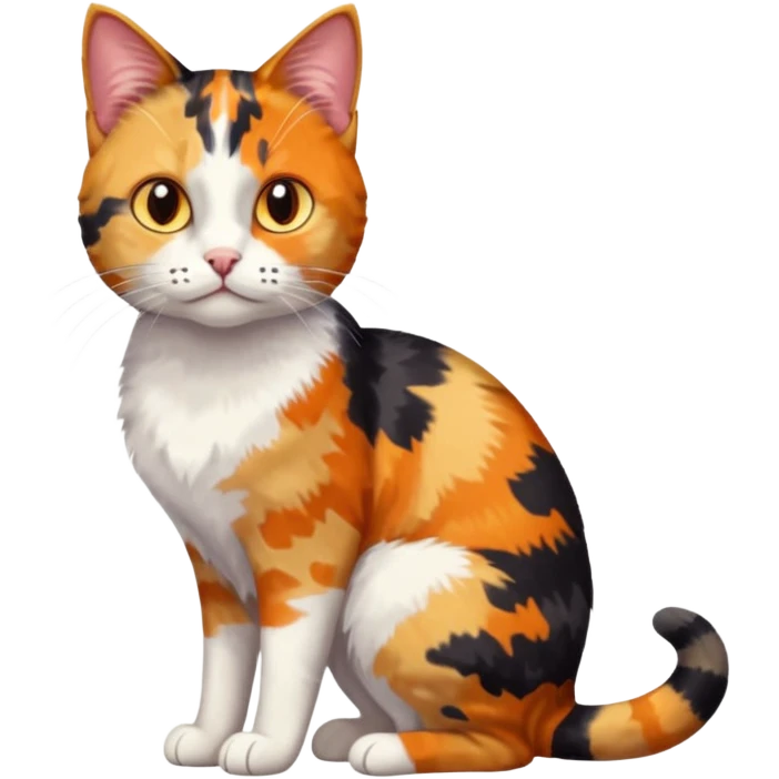 full body anxious looking colourful patchy calico tabby cat emoji