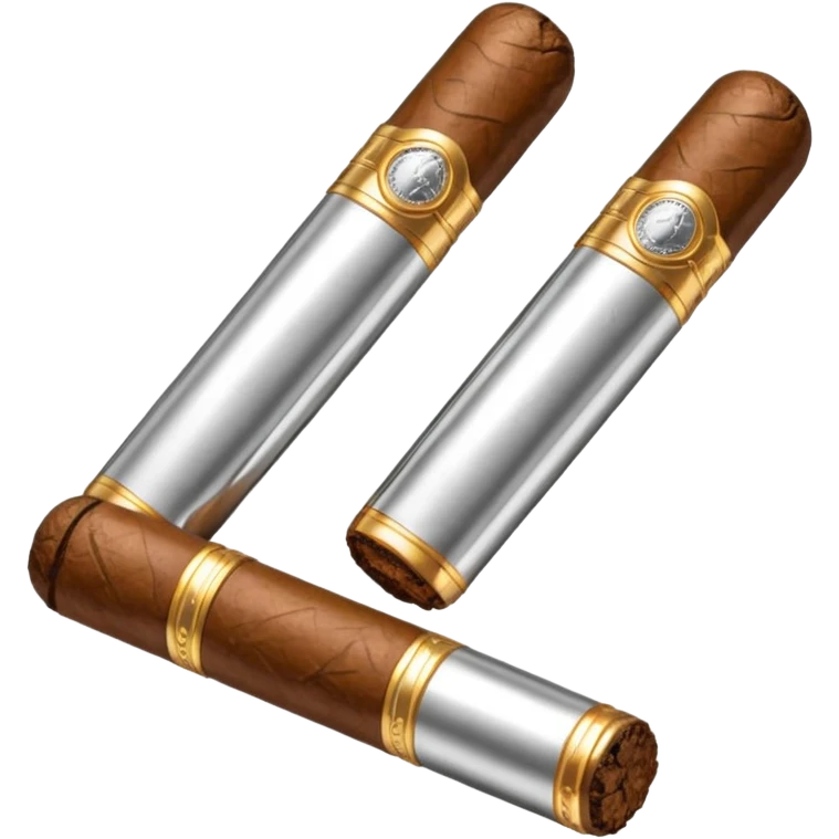 A luxury cigar emoji made of silver chrome, smooth metallic texture, minimal shape, glossy reflections, rich swag aesthetic, iOS emoji style, centered, clean white background emoji