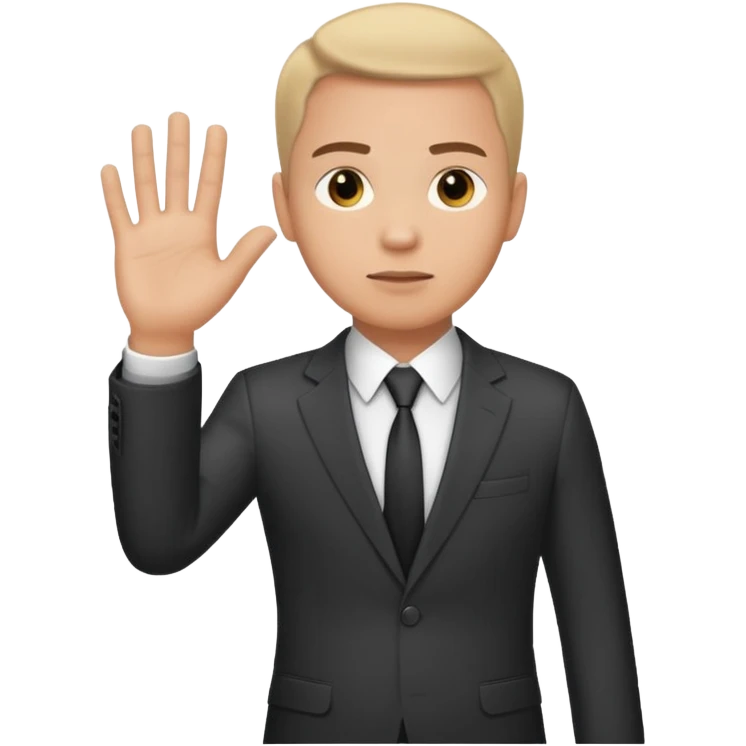 The businessman extends his hand to the side, as if he is about to give something. emoji